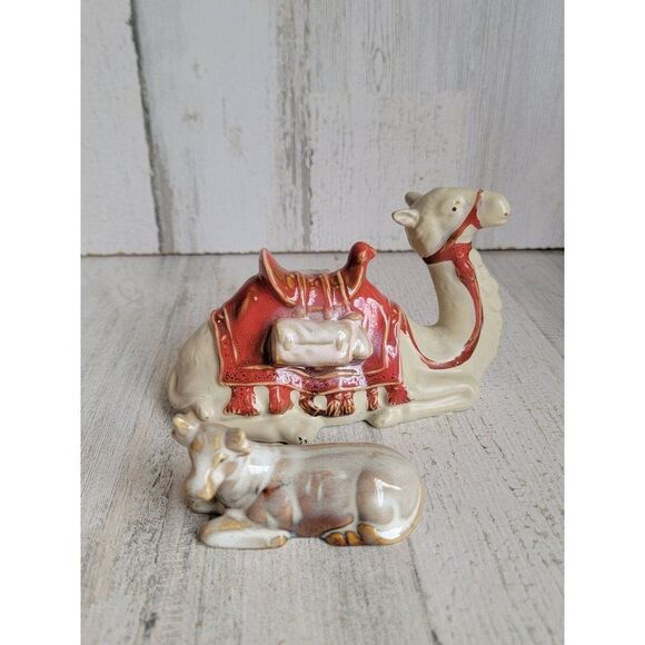 Nativity scene barn animals camel cow set Xmas figure - Picture 3 of 8